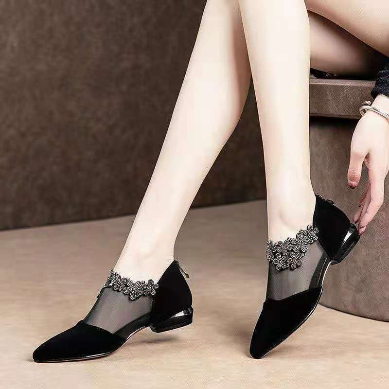 Rhinestone Hollow Shoes