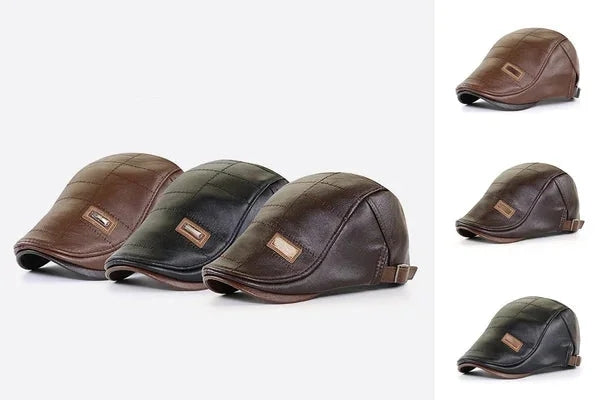 British Gentlemen Style Leather Beret Hat