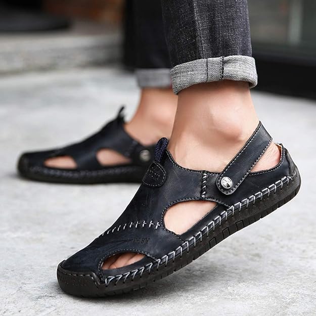 Men's Leather Sandals Classic Soft Durable Sandals/Slippers