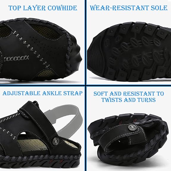 Men's Leather Sandals Classic Soft Durable Sandals/Slippers