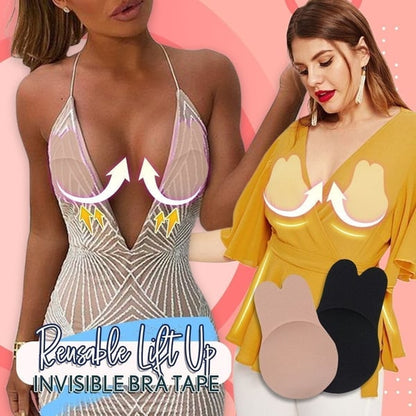 Invisible Reusable Lift Up Bra【1 Pair Black + 1 Pair Cream】