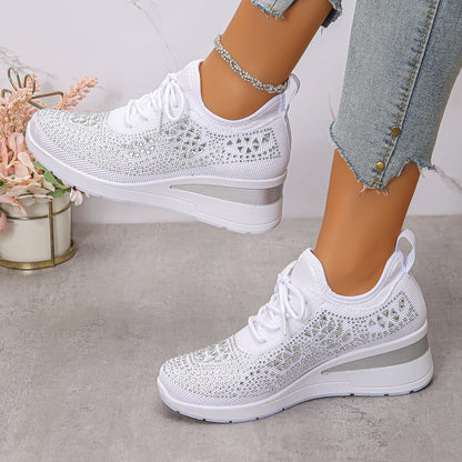 Rhinestone Thick-Sole Casual Sports Women's Shoes