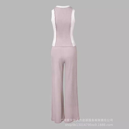 Tank Top And Straight Leg Pocket Design Pants Tracksuit