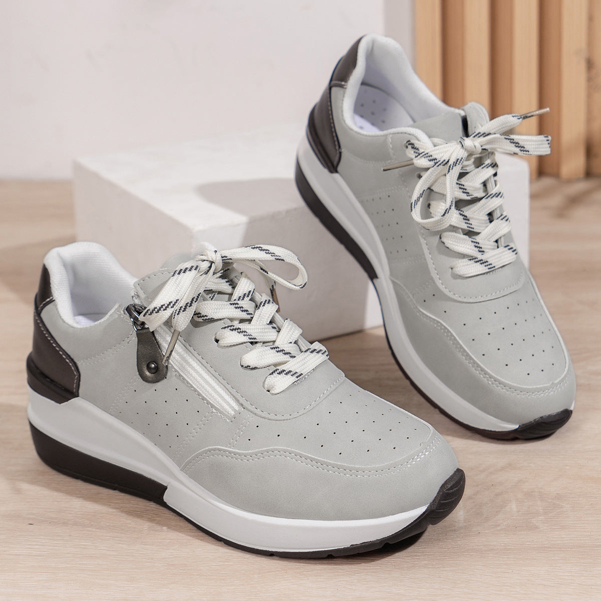 Women's Side-Zip Thick-Sole Sneakers
