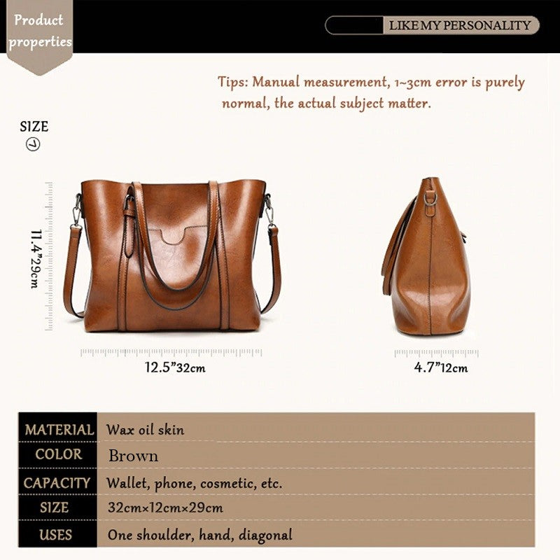 Large Capacity Leather Handbag