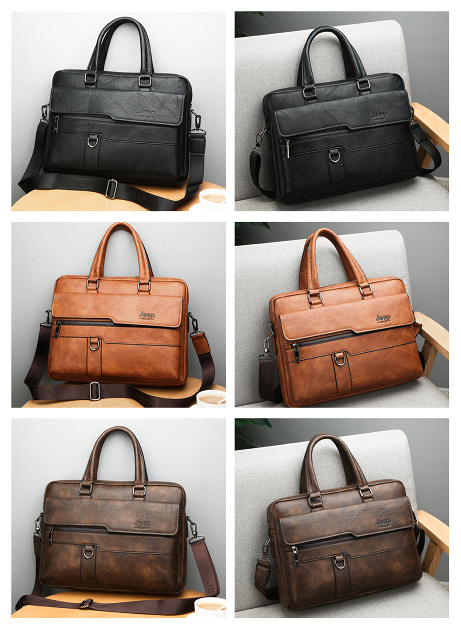 JEEP BULUO Men Briefcase Leather Handbag【3 Colors】