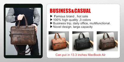 JEEP BULUO Men Briefcase Leather Handbag【3 Colors】