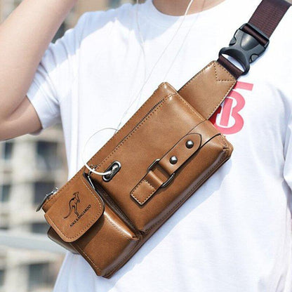 Men's Leather Sling Bag Chest Shoulder Bag