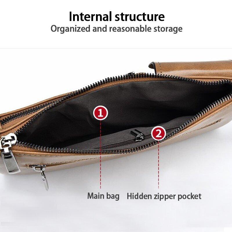 Men's Leather Sling Bag Chest Shoulder Bag