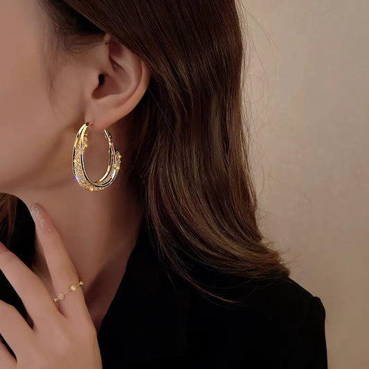 【Hot Sale】Fashion Golden Oval Earrings