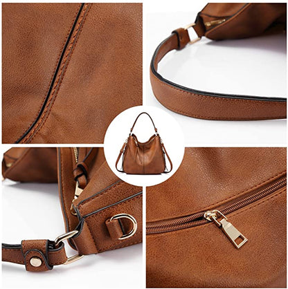 Hobo Leather Bags for Women【Brown/Black】