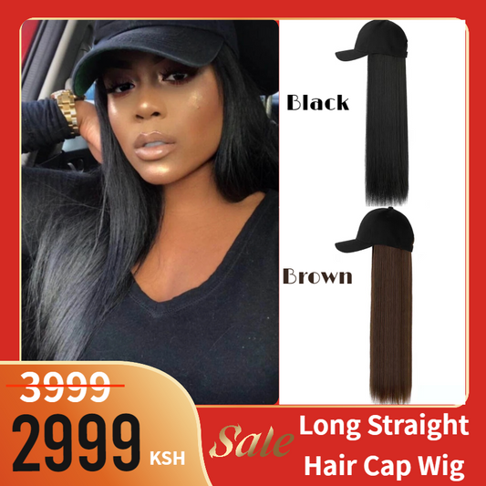 【Mega Sale!】Fashionable Long Straight Hair Cap Wig [24 inches]