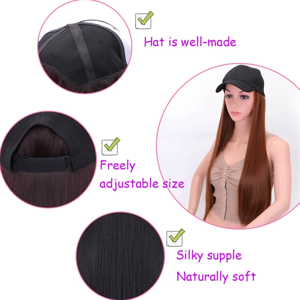 【Mega Sale!】Fashionable Long Straight Hair Cap Wig [24 inches]