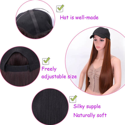 【Mega Sale!】Fashionable Long Straight Hair Cap Wig [24 inches]