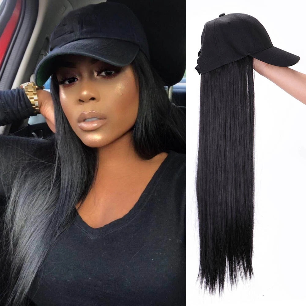 【Mega Sale!】Fashionable Long Straight Hair Cap Wig [24 inches]