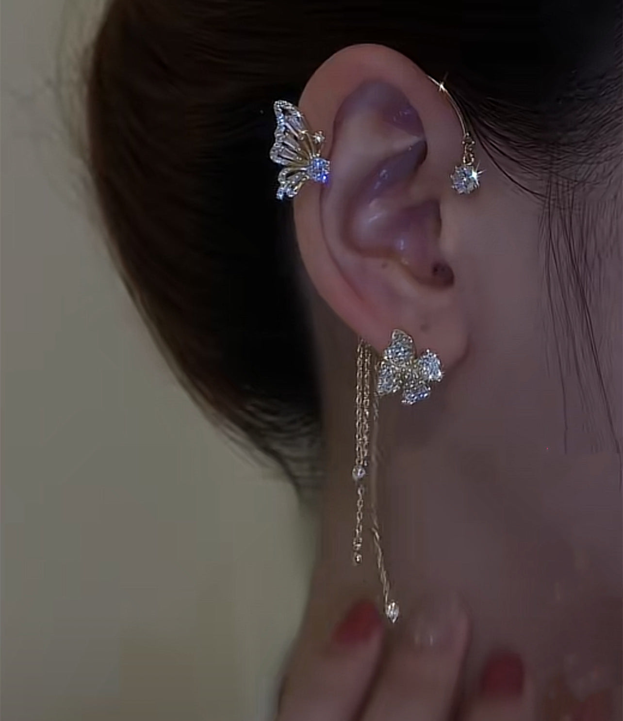 Zircon Flower Butterfly Ear Clip (Hot sale)