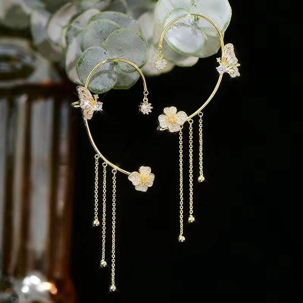 Zircon Flower Butterfly Ear Clip (Hot sale)